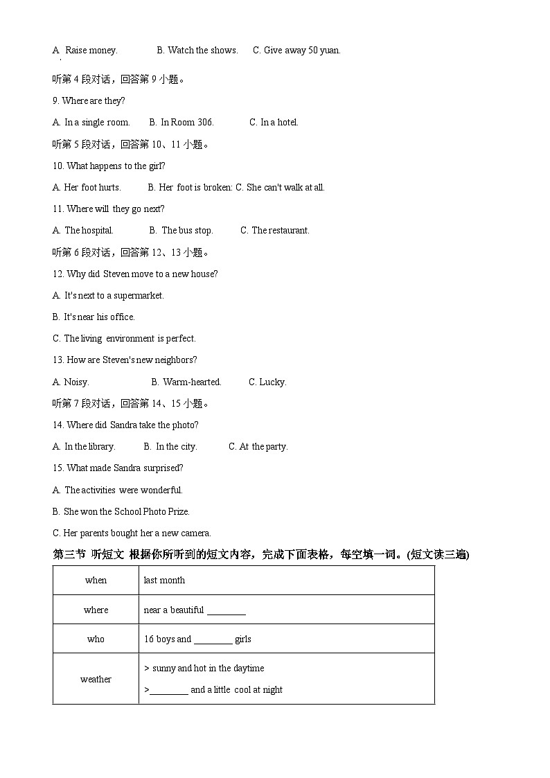福建省福州市仓山区第六中学八年级下学期期中英语试题（原卷版）-A4第2页
