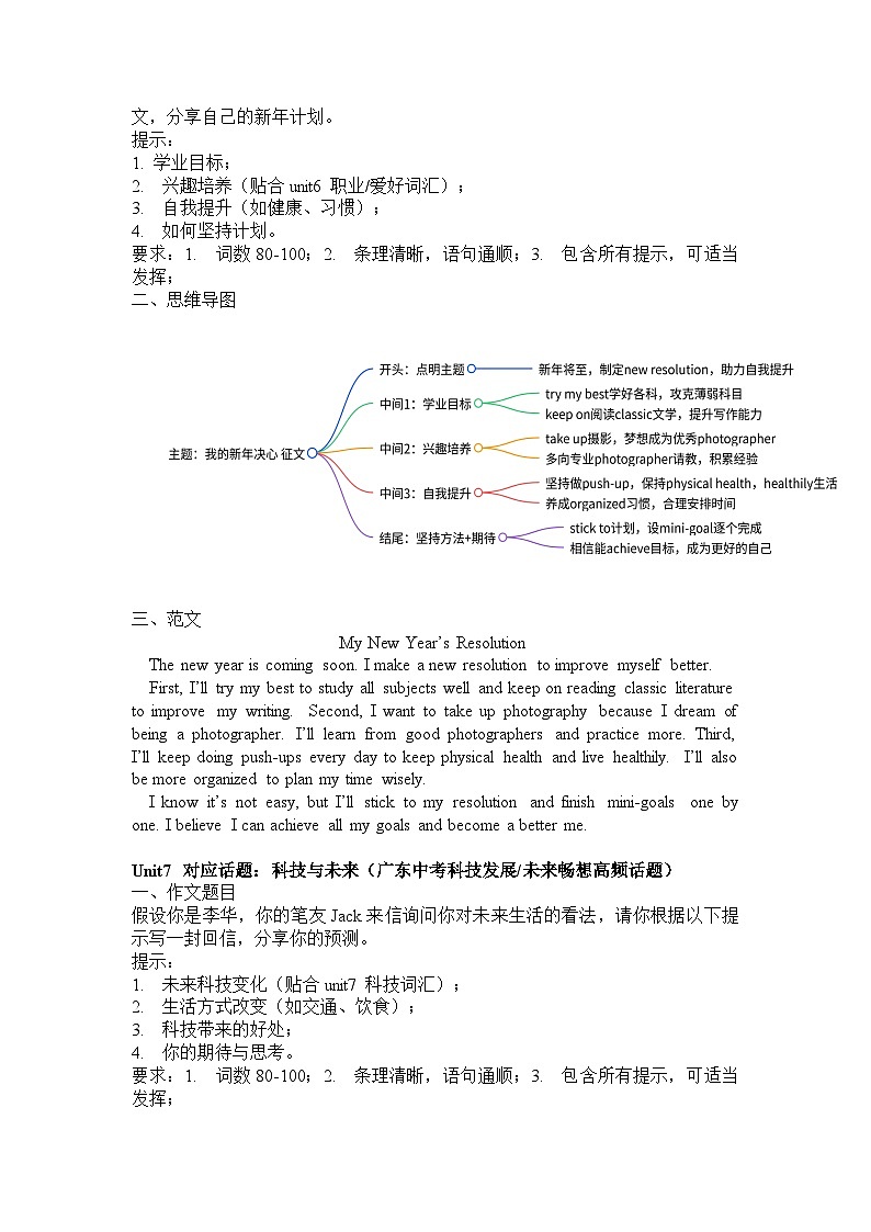 人教版八年级英语上册期末复习Unit 5-8 作文题目及范文学案第2页