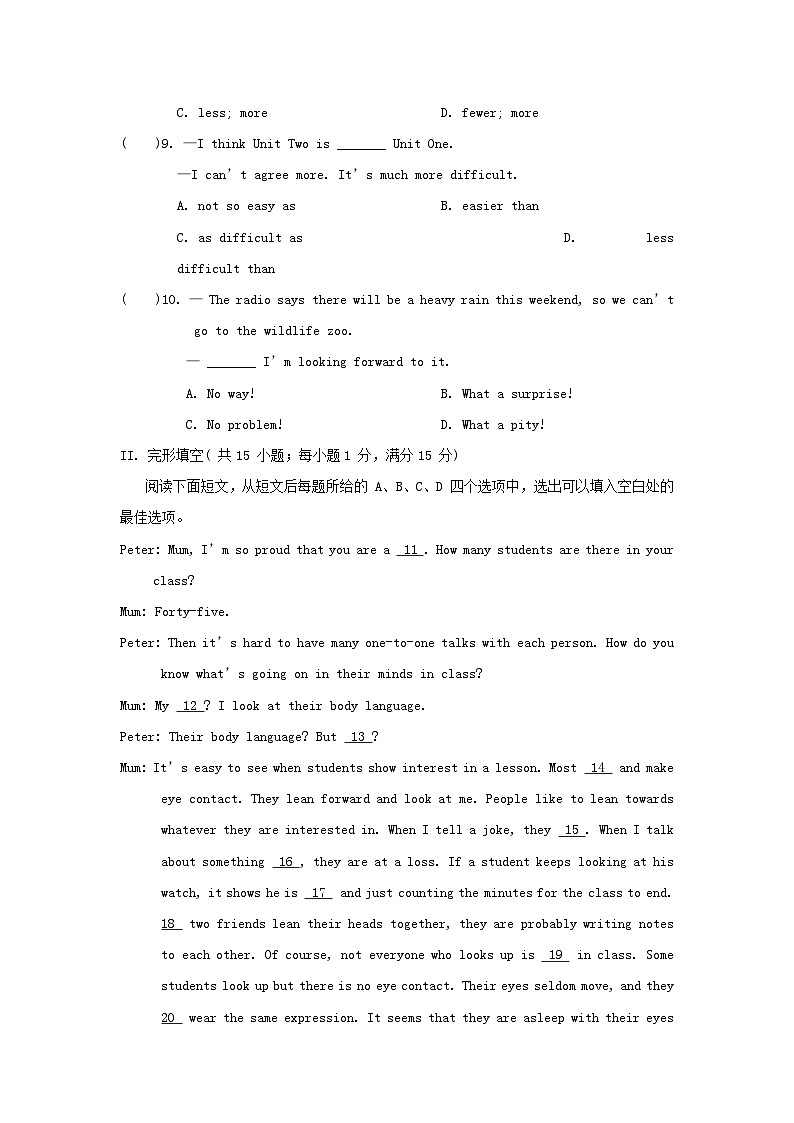 2025秋八年级英语上册Unit 2 School life学情评估卷试卷及答案（牛津译林版）第2页