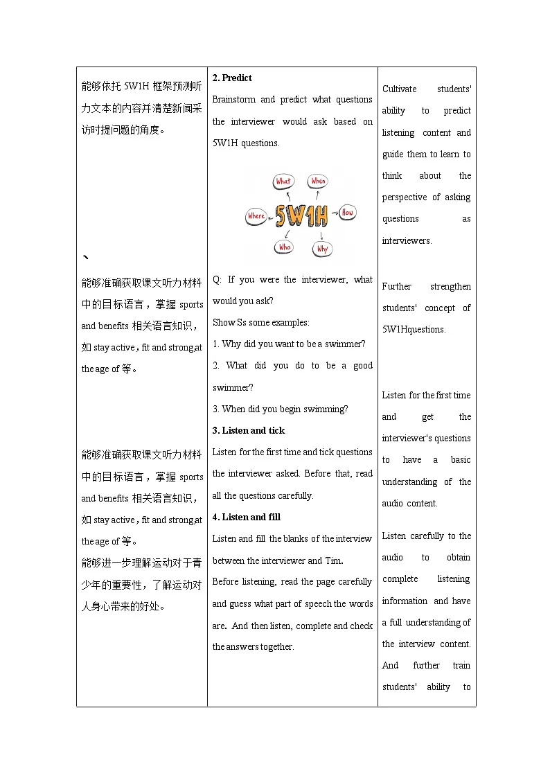 Unit2 -Listening and speaking(2)教学设计表格式-2025-2026学年《英语》七年级·下册（2024外研版）第2页