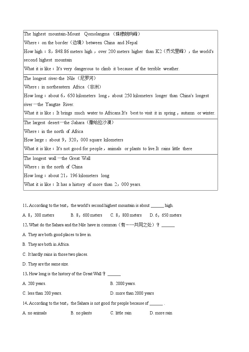 2025-2026学年甘肃省兰州市城关区多校八年级（上）期末英语试卷-自定义类型第2页
