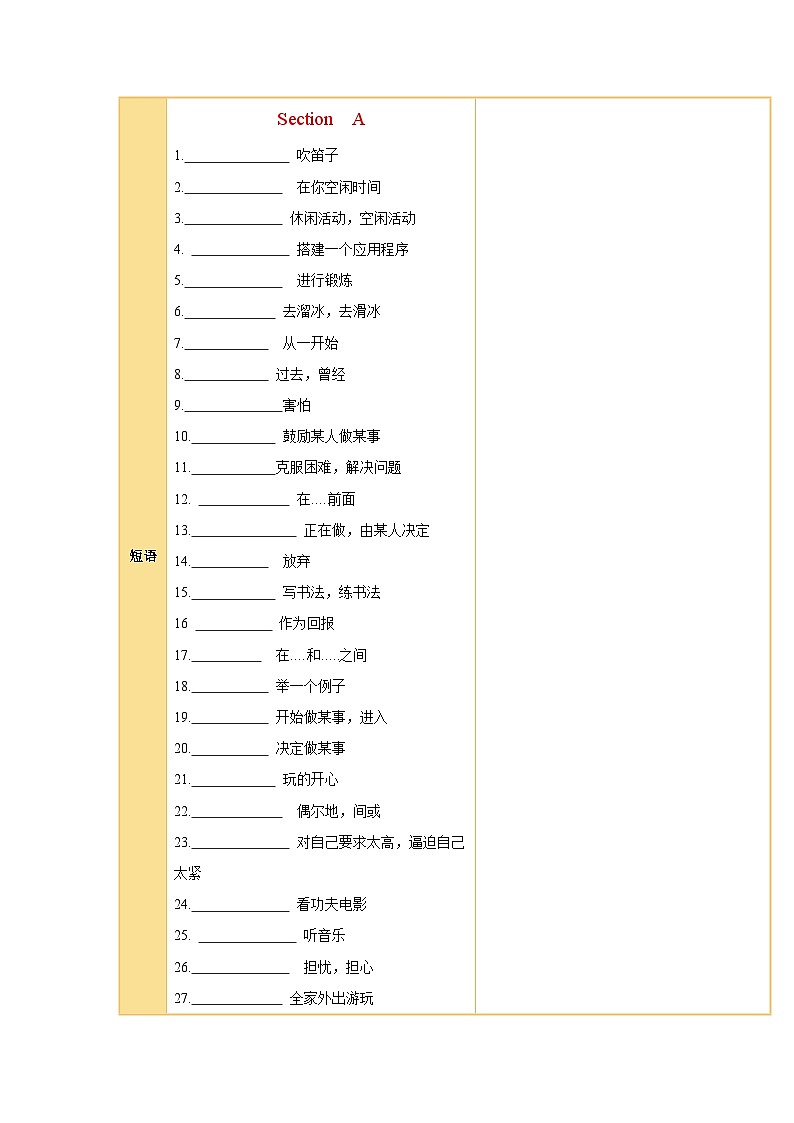 Unit 1 Time to Relax Section A 知识清单 2025-2026学年人教2024版八年级英语下册第2页