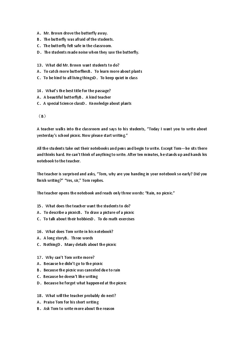 阅读理解和短文还原期末复习学案---2025-2026学年外研版七年级英语上册第3页