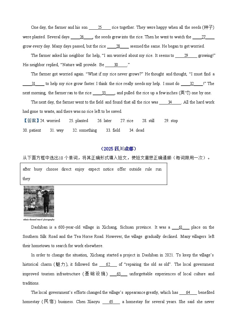 2025年中考英语真题分类专题三 短文填空-选词填空第2页