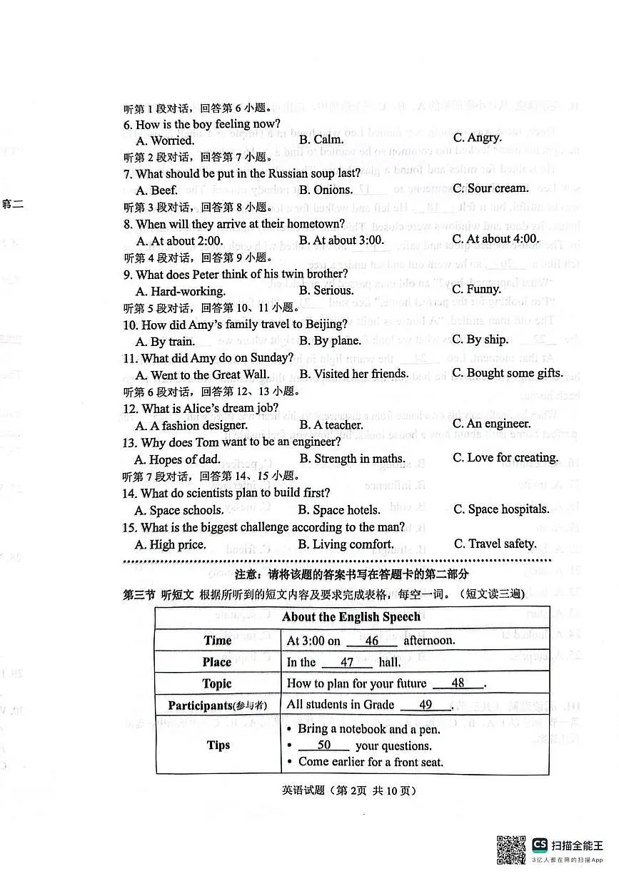 福建省厦门双十中学海沧附属学校2025-2026学年第一学期八年级英语期末适应性练习第2页