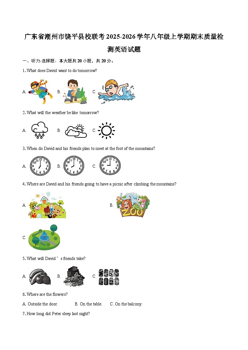 广东省潮州市饶平县校联考2025-2026学年八年级上学期期末质量检测英语试题-自定义类型第1页