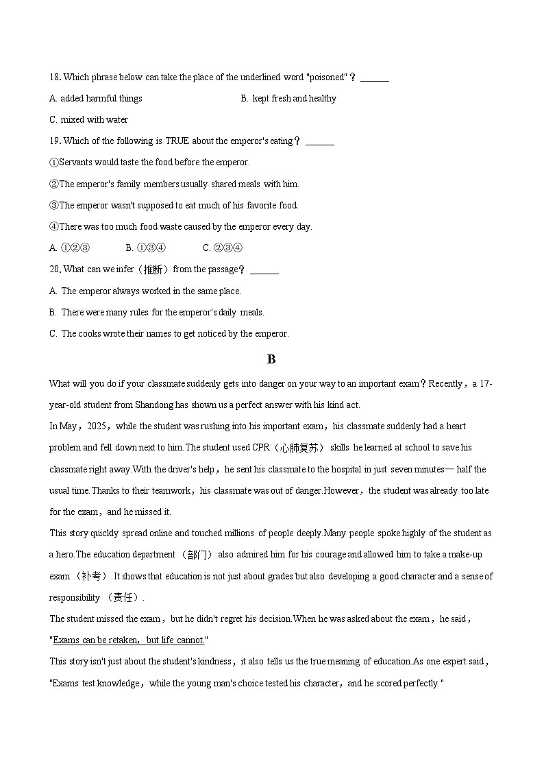 2025-2026学年四川省绵阳市平武县九年级（上）期末英语试卷-自定义类型第3页