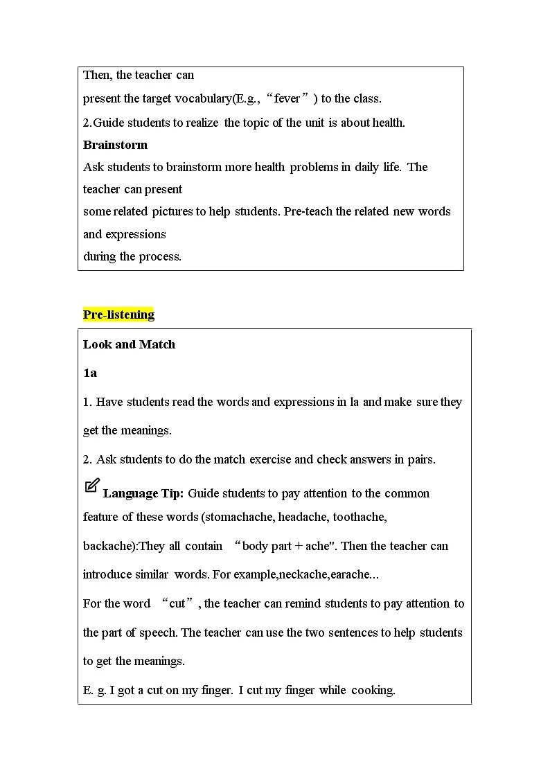 Unit 2 Stay Healthy lesson1 教案 （表格式） 人教版英语八年级下册第2页