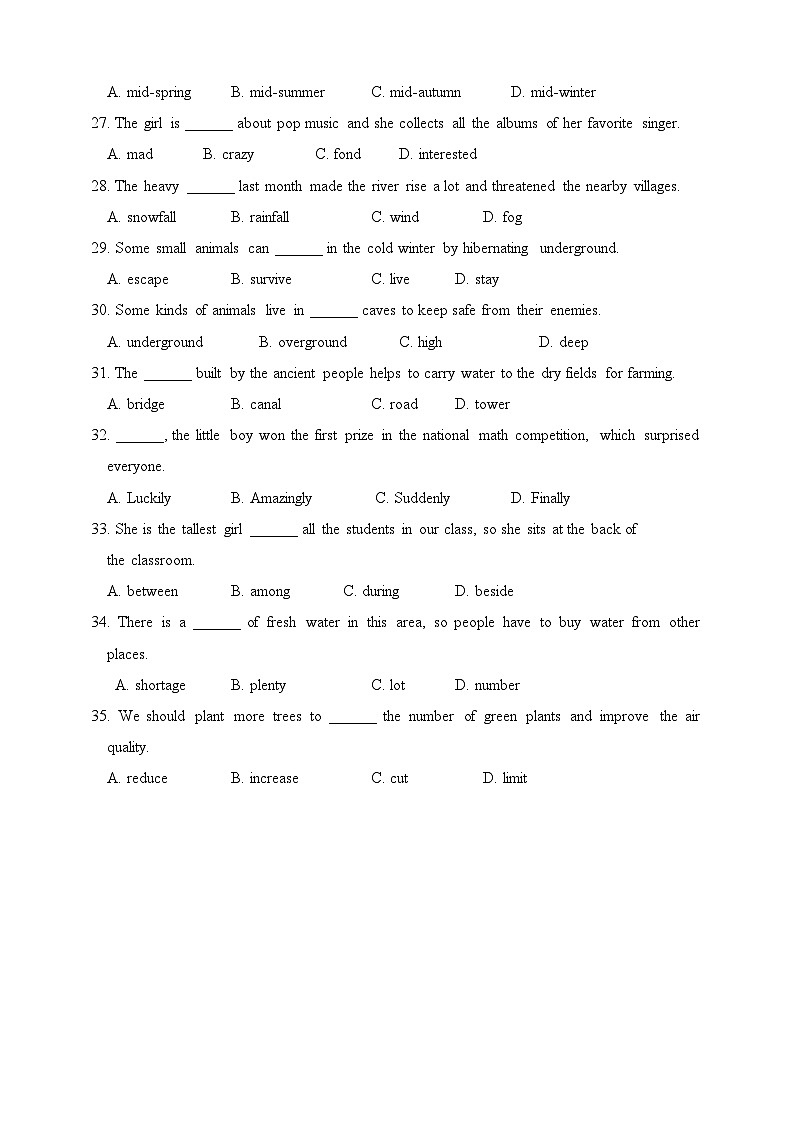 外研版八下英语单元同步练习题单项选择专练之Unit6（含解析）第3页