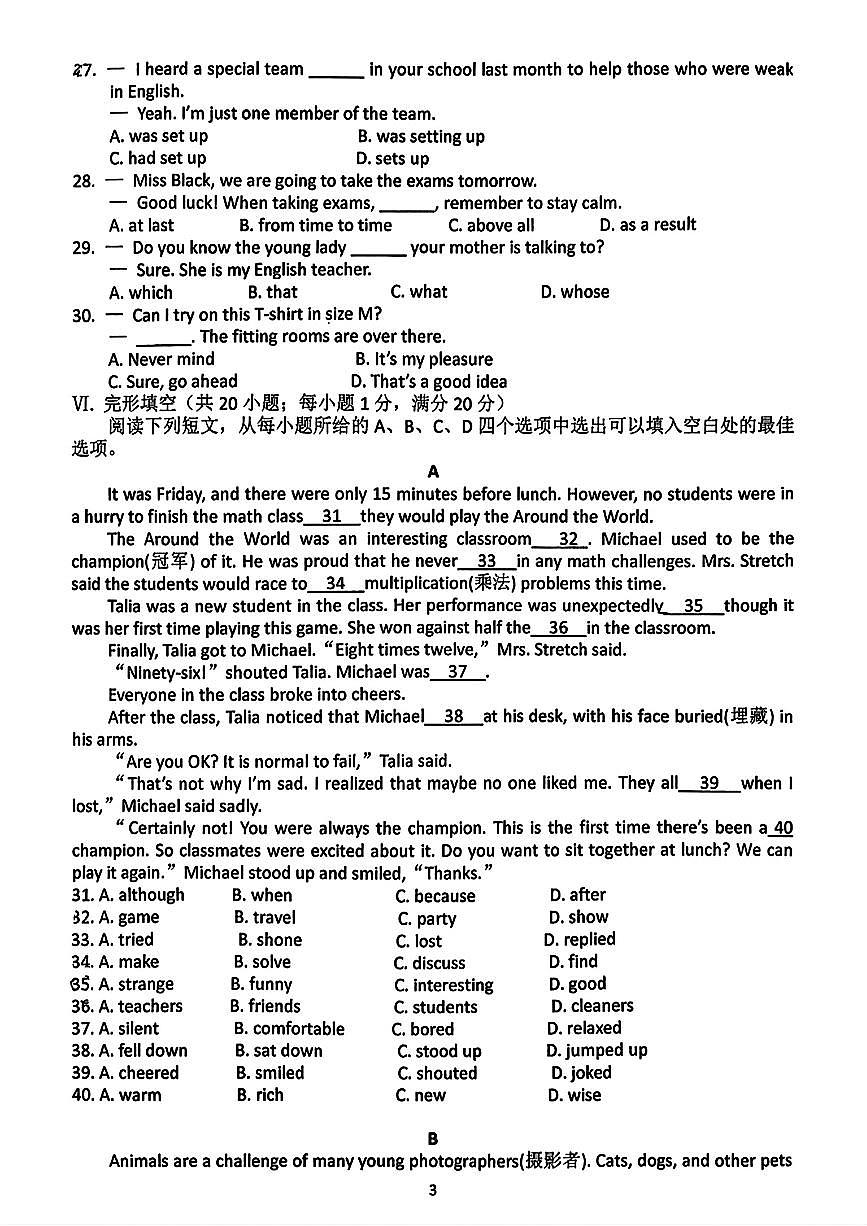 安徽省合肥市第四十五中学2025-2026学年九年级上学期期末考试英语试卷（无答案）第3页