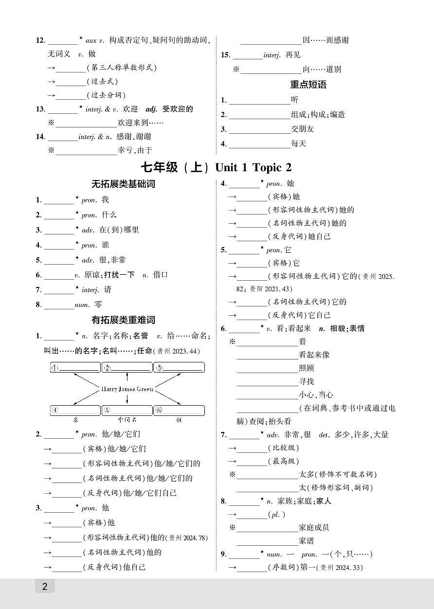 2026贵州中考英语词汇默写练习册(课标)第2页
