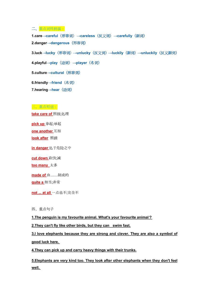 2024版人教版七年级下册英语期末unit1-unit8重点单词、词性转换、短语、句型知识点背默第2页