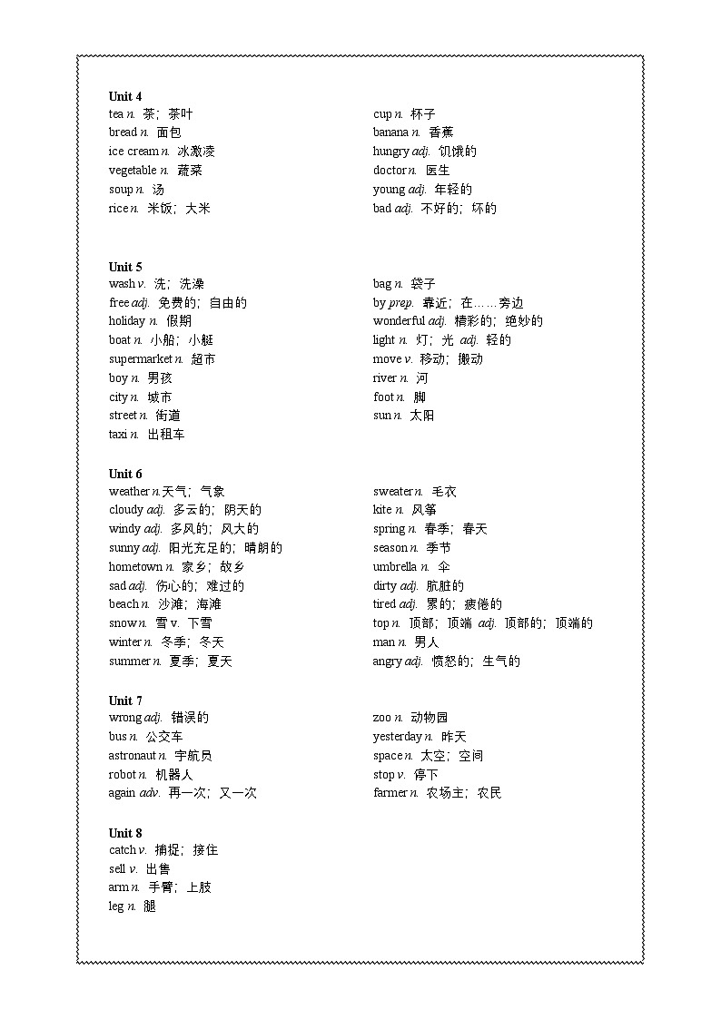 2024版人教版英语七年级下册知识点的【小学单词背诵版+默写版】第2页