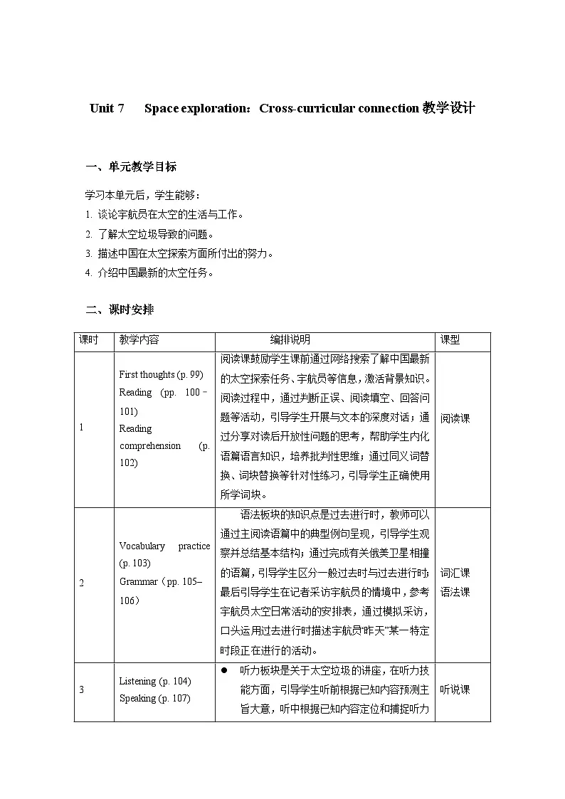 Unit7 ：Cross-curricular connection 教学设计——2025-2026学年八年级下册《英语》沪教版(2024)第1页