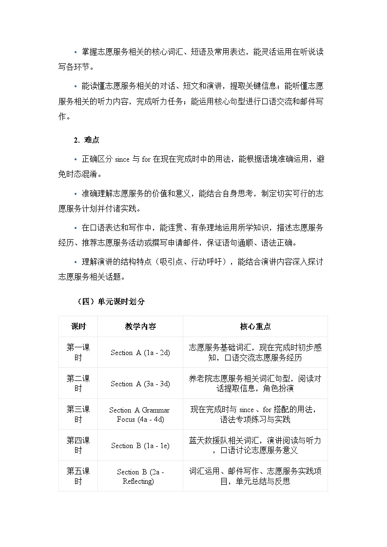 Unit 8 Making a Difference 教学设计（5个课时)初中英语人教版（2024）八年级下册第3页