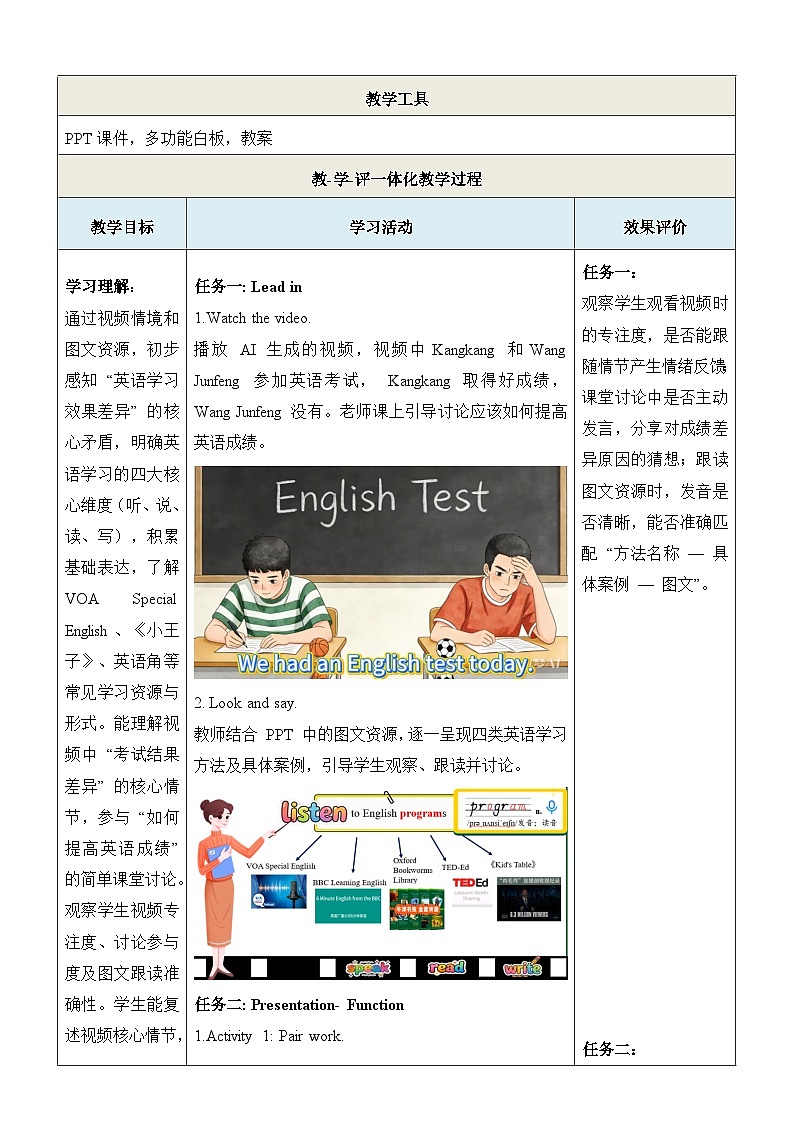 仁爱科普版（2024）八年级下册英语Unit7 Be a Better Learner!  Function & Pronunciation.表格式教案第3页