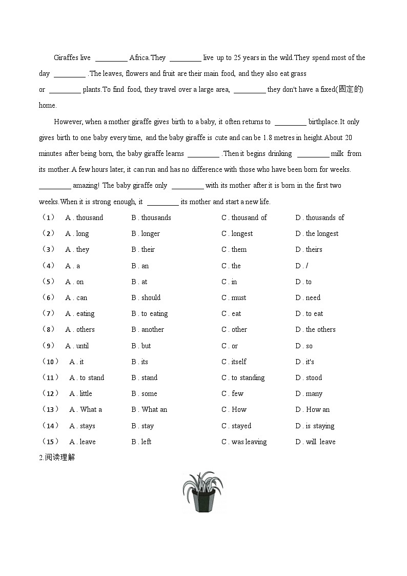 Unit 3 Trees and us Reading一课一练英语沪教牛津版（2024）初中七年级下册(无答案)第3页