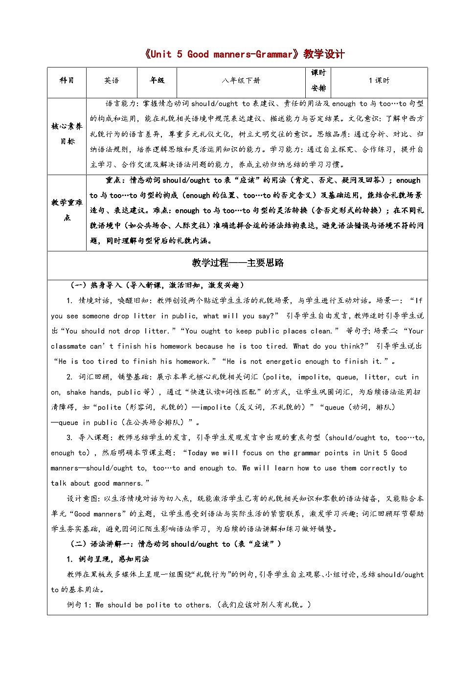 Unit 5 Grammar 教学设计-译林版初中英语八年级下册（新教材）第1页
