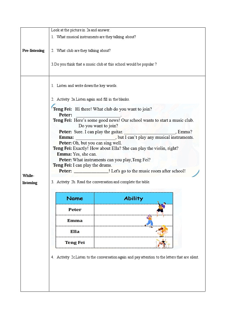 Unit 5 课时2 Section A（Pronunciation&2a-2f）（导学案）英语鲁教版五四学制2024六年级上册第3页