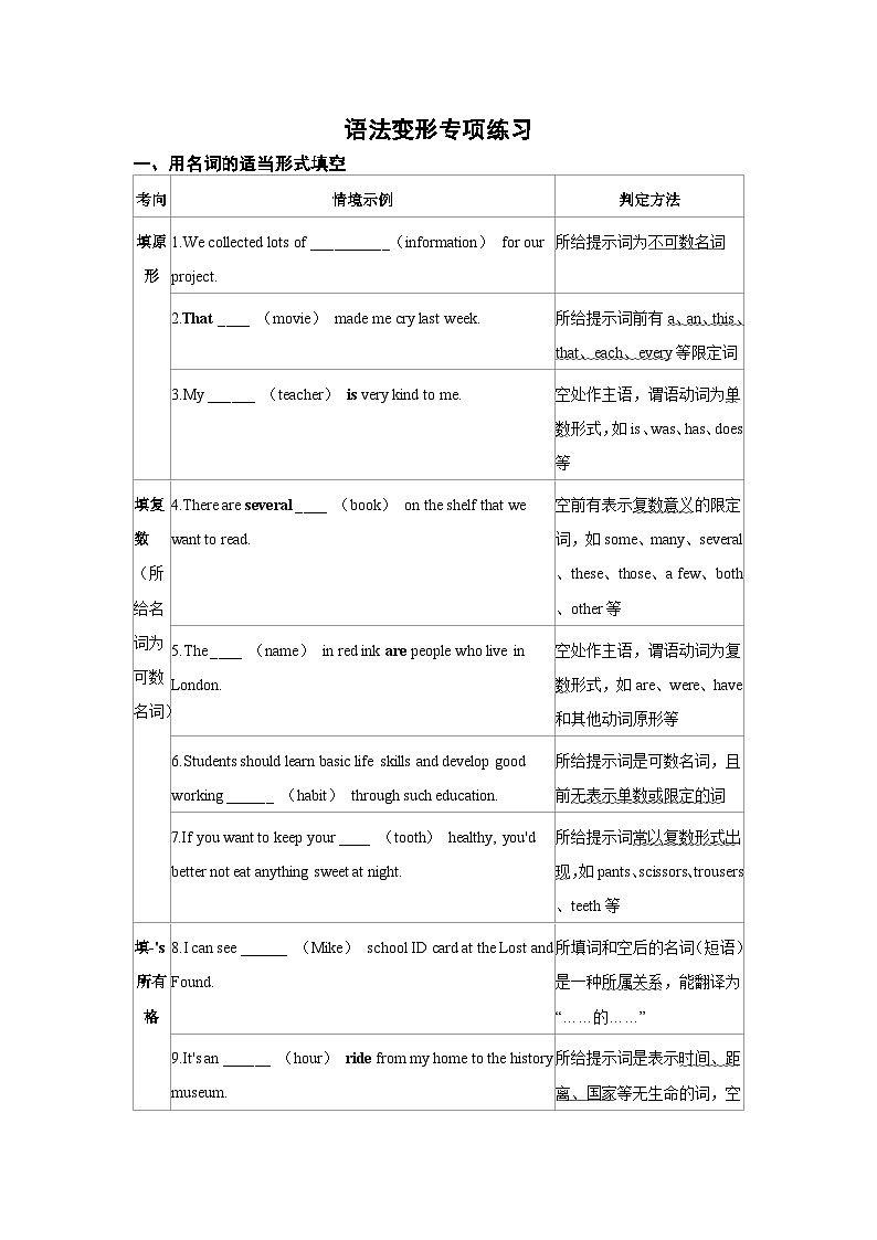 语法变形练习-2026年山东中考英语一轮复习第1页