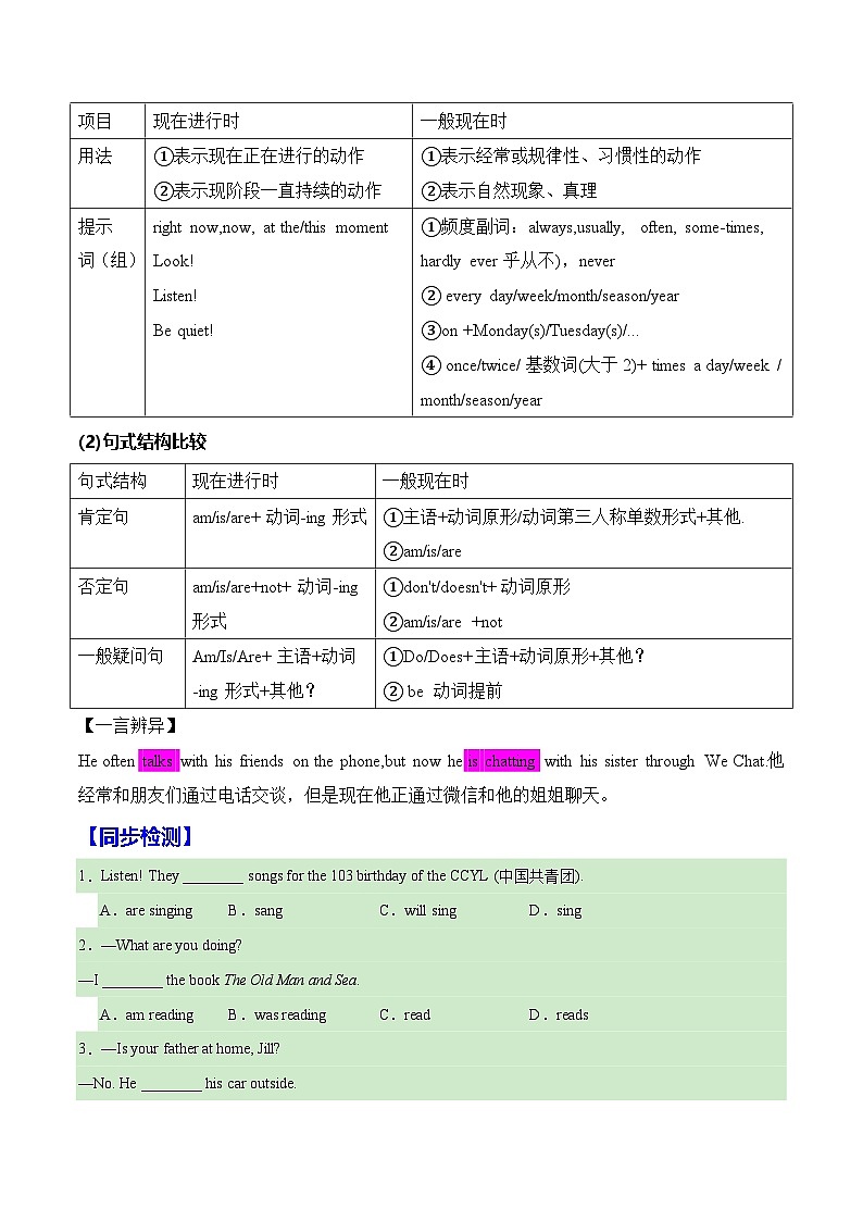 人教版2024初中英语七下Unit 6（语法讲解及练习）（无答案）第2页