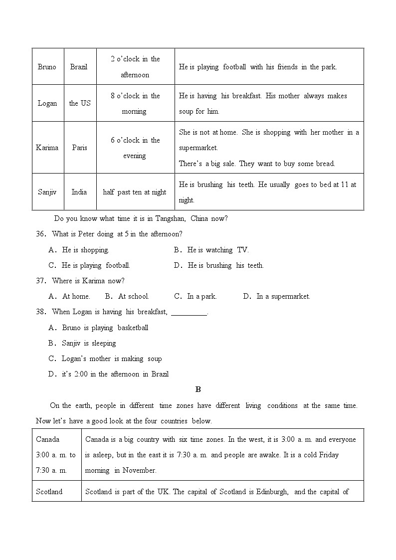 人教版2024初中英语七下Unit5 Section B (1a-1d) 分层练习（无答案）第3页