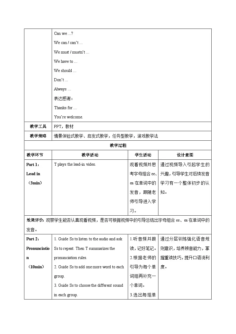 人教版2024初中英语七下Unit2课时2Section A (Pronunciation-2a-2f）表格式教学设计第3页