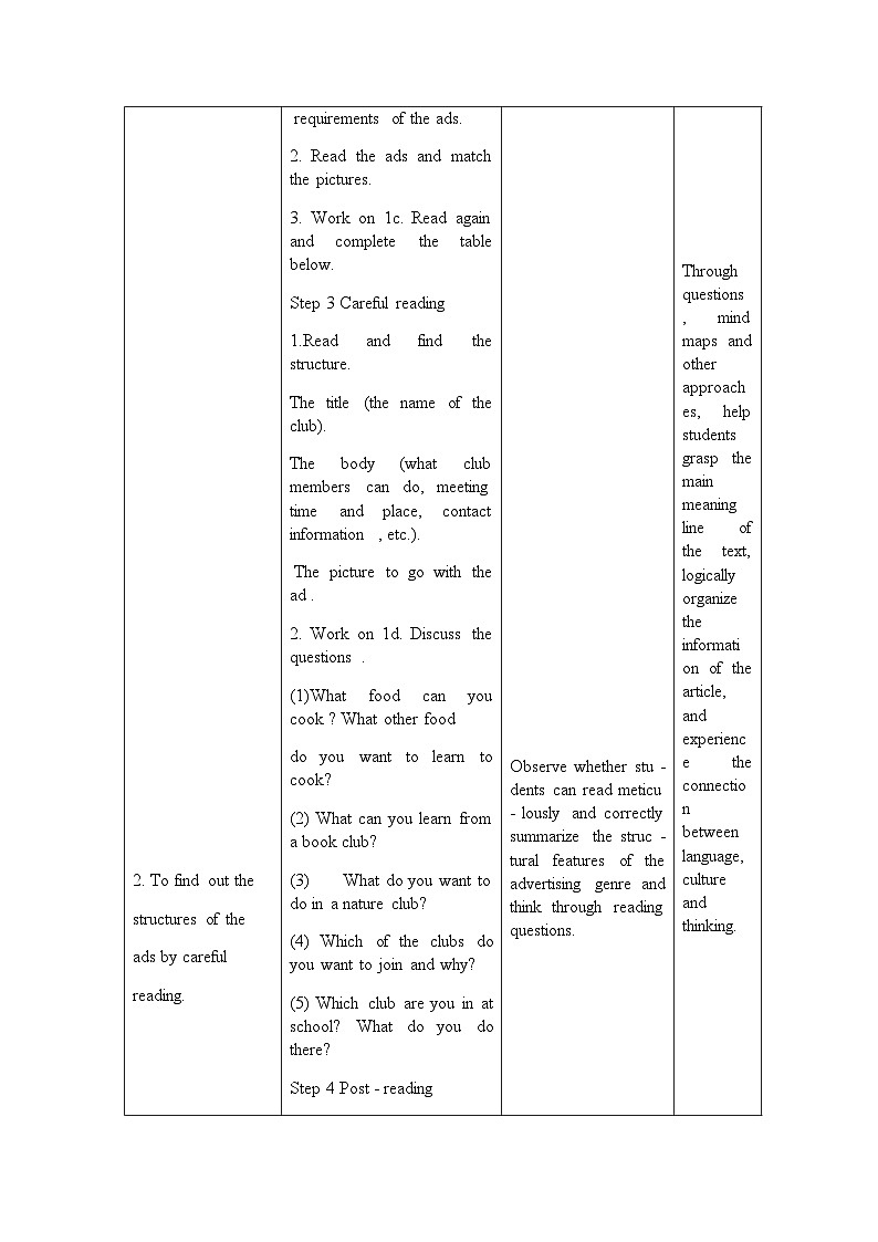 Unit 5 Fun Clubs Section B (1a-1d) 教学设计（表格式）人教版（2024）七年级英语上册第3页