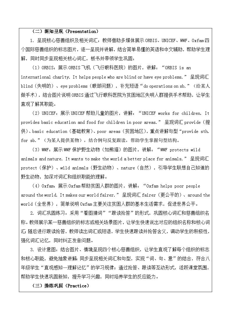 【新教材】译林版（2024）八年级下册英语Unit 7 Charities-Welcome to the unit教案【表格式】第2页