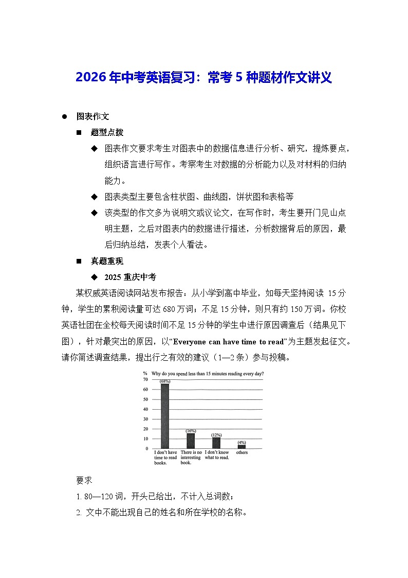 2026年中考英语复习：常考5种题材作文讲义（含范文）第1页