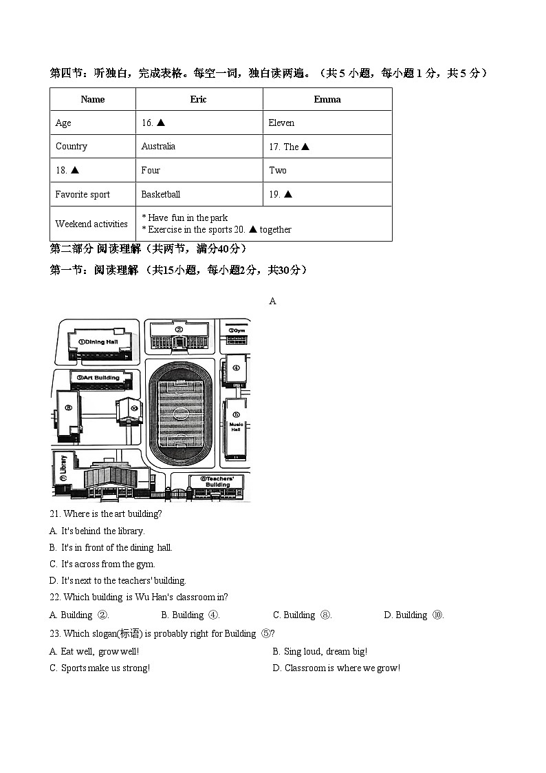 浙江湖州市吴兴区2025_2026学年七年级上册期末考试英语素养卷（文字版，含答案）第2页
