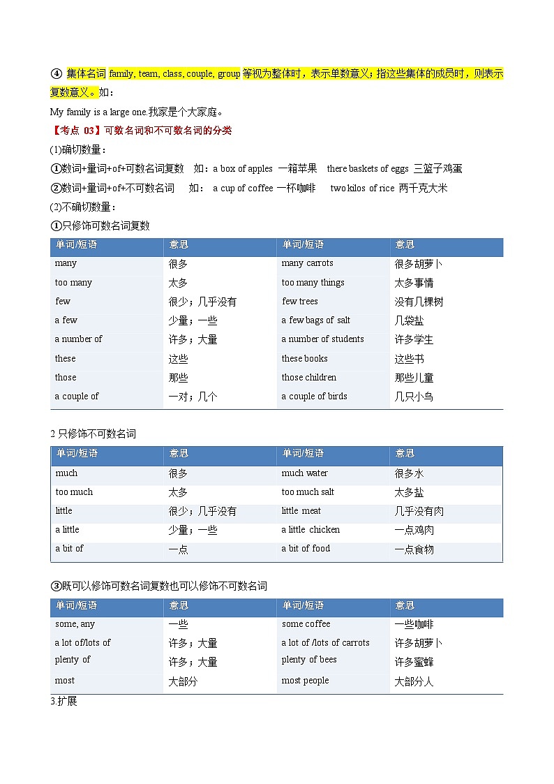 考点清单03 易混易错语法归纳【知识清单】（原卷版）第3页