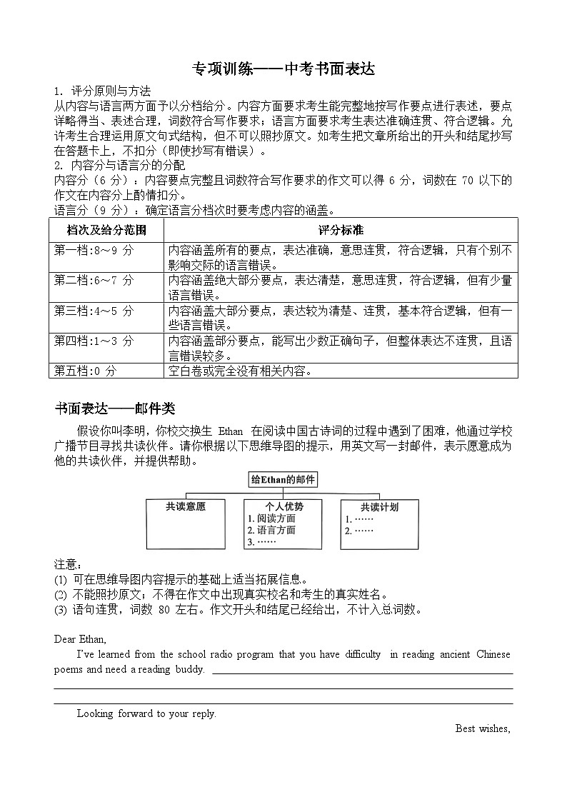 2026年仁爱科普版英语-中考书面表达讲义第1页