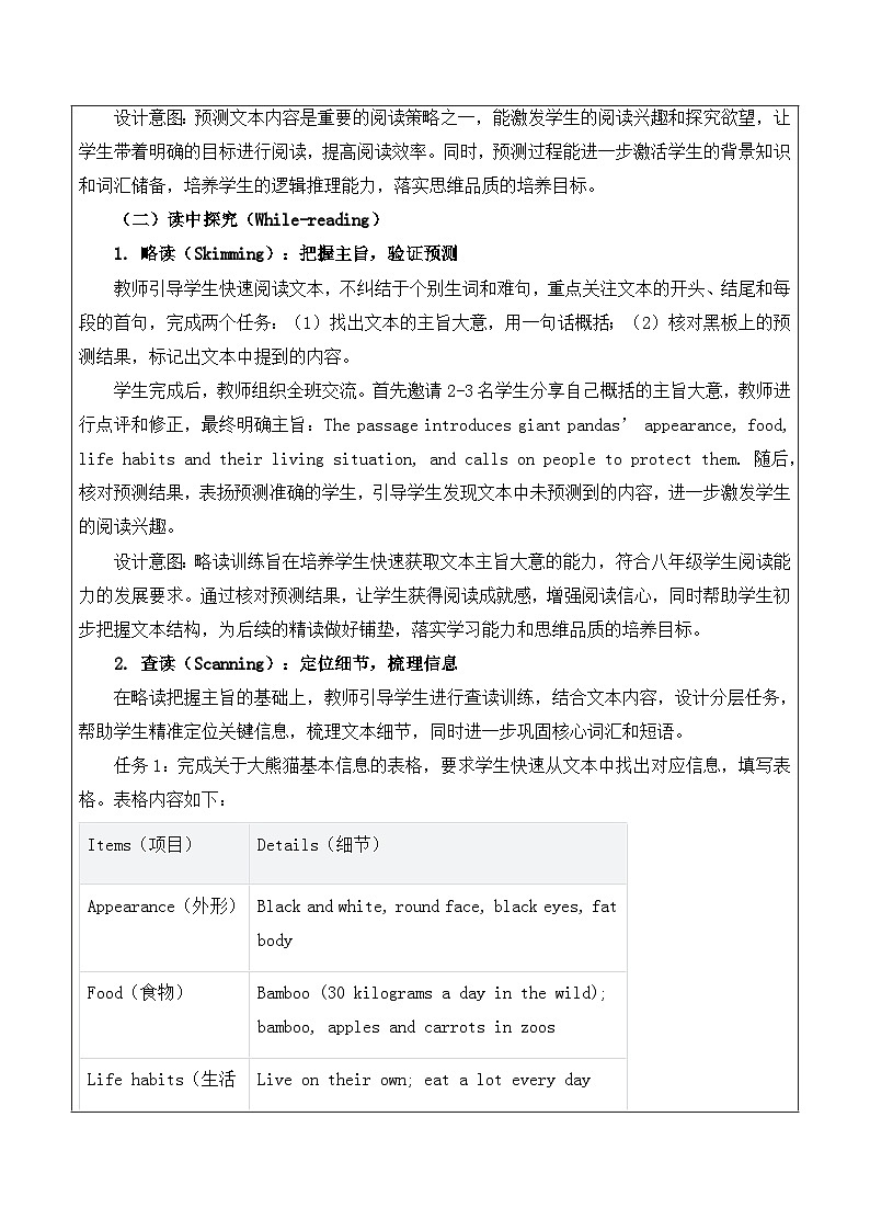【新教材】沪教版（2024）八年级下册英语Unit 5 Saving animals in danger-Section 1 (Reading)教案【表格式】第3页