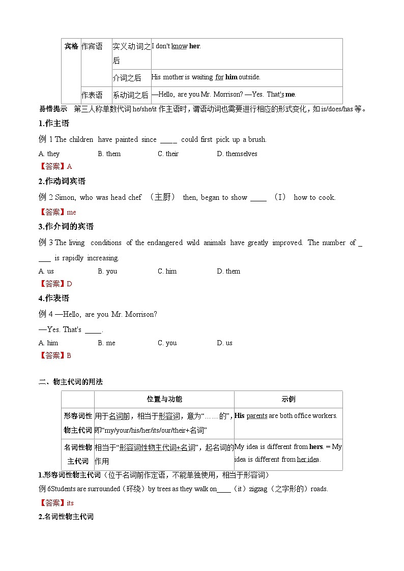 专题07 代词考点归纳（解析版）第2页