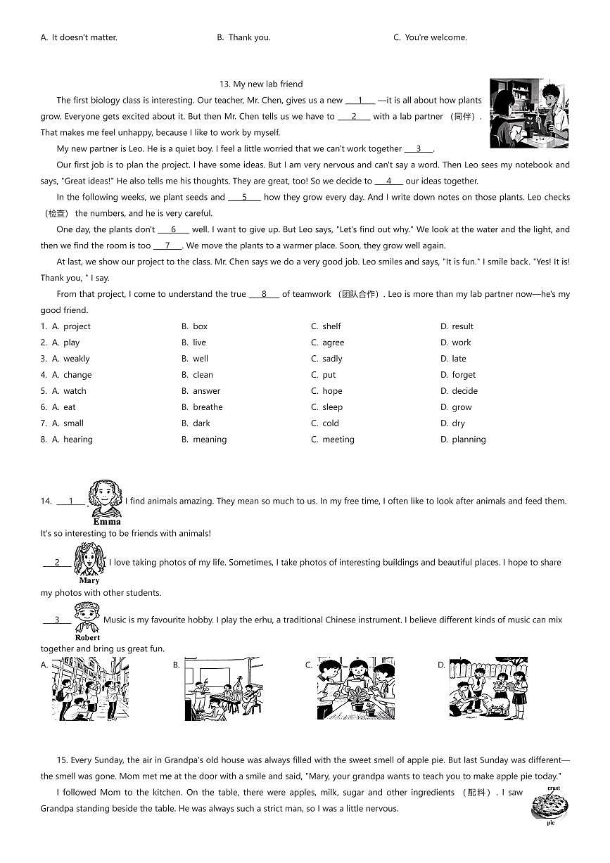 2025~2026学年北京朝阳区初一上学期期末英语试卷（有答案解析）第2页