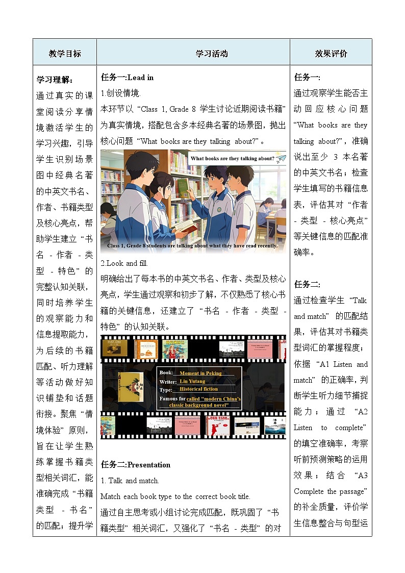 译林版（2024）八年级下册英语Unit 4 A good read  Integration 教学设计（表格式）第3页