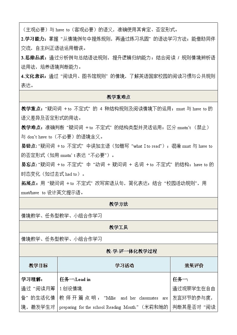 译林版（2024）八年级下册英语Unit 4 A good read  Grammar 教学设计（表格式）第2页