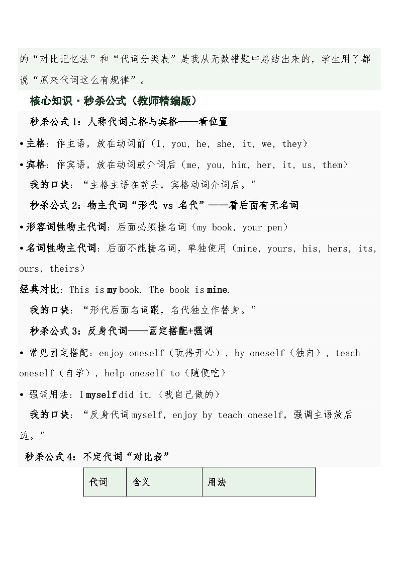 中考英语三轮冲刺练习+答案 微专题08代词·不定代词与形代名代·终极突破第2页