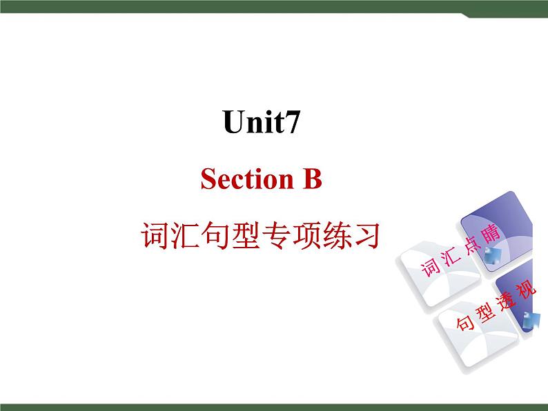 人教新目标九年级英语Unit7__SectionB__词汇句型专项课件第1页