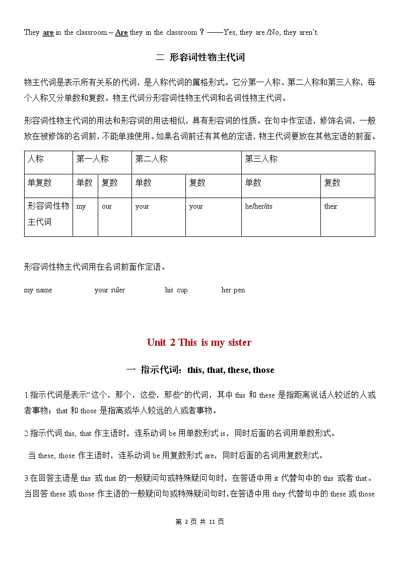 人教版英语七年级上册全册语法总结 教案02