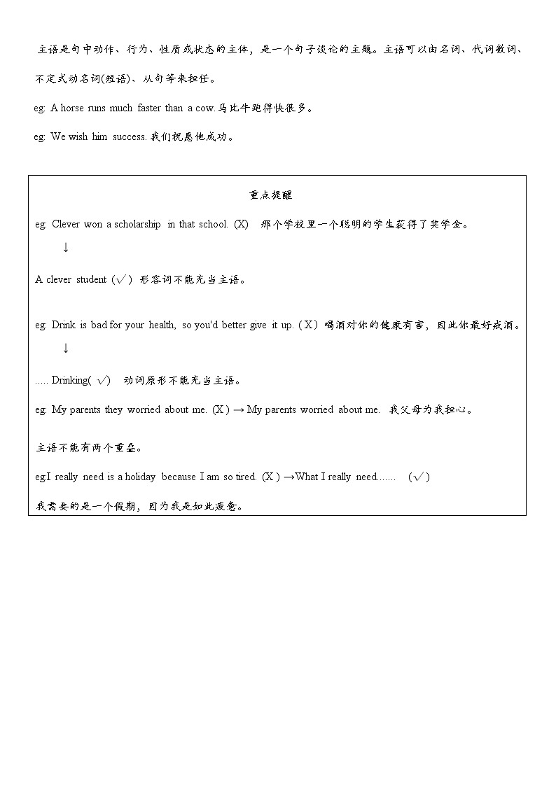 初中英语语法大全——句子成分和句子种类 教案02