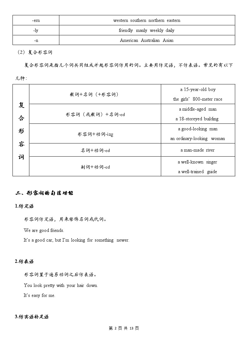 初中英语语法全解——形容词 教案02
