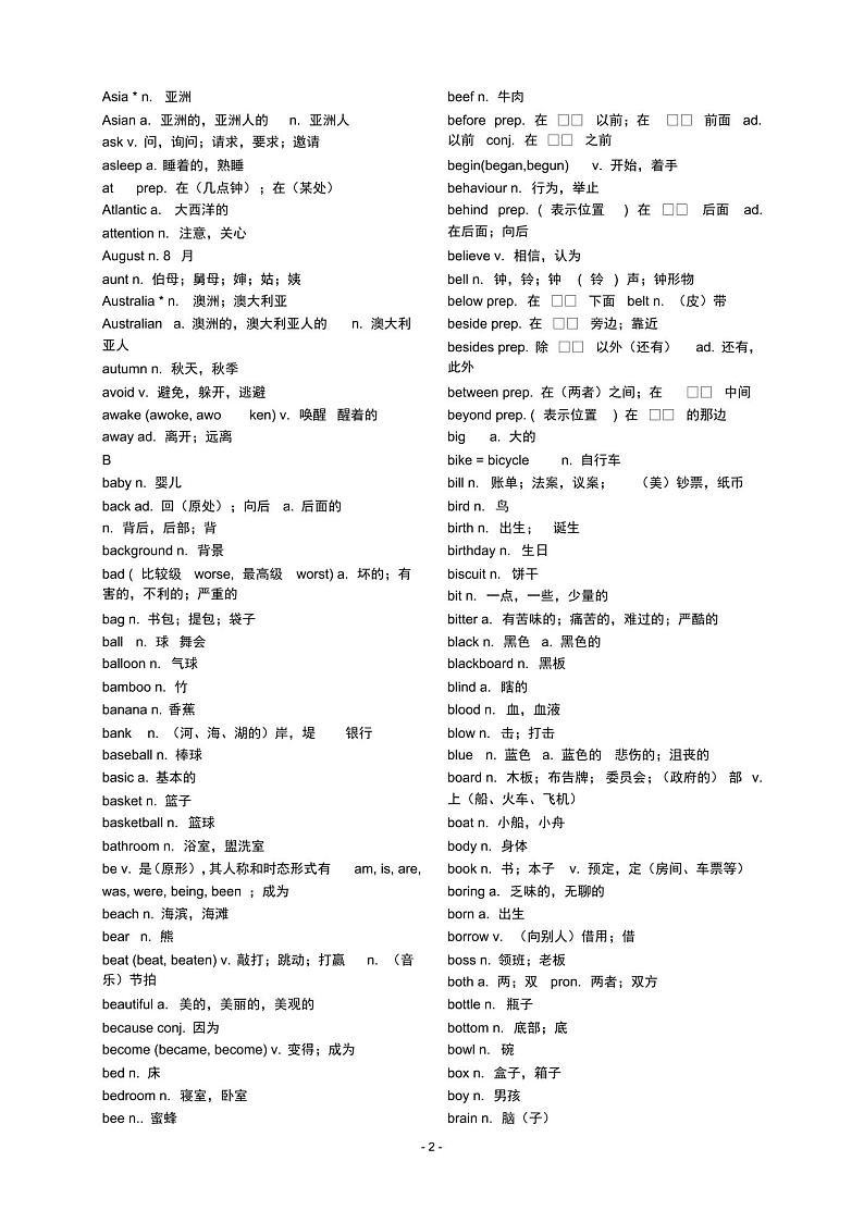 中考必备1600个词汇汇总 学案02