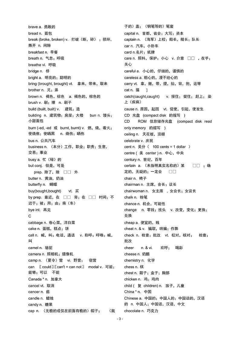 中考必备1600个词汇汇总 学案03