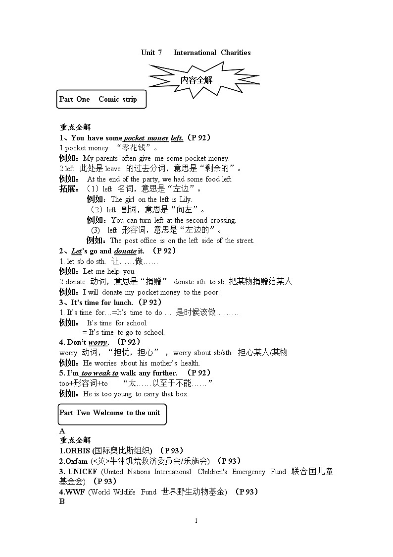译林版牛津英语八年级下册Unit 7知识点+测试卷01