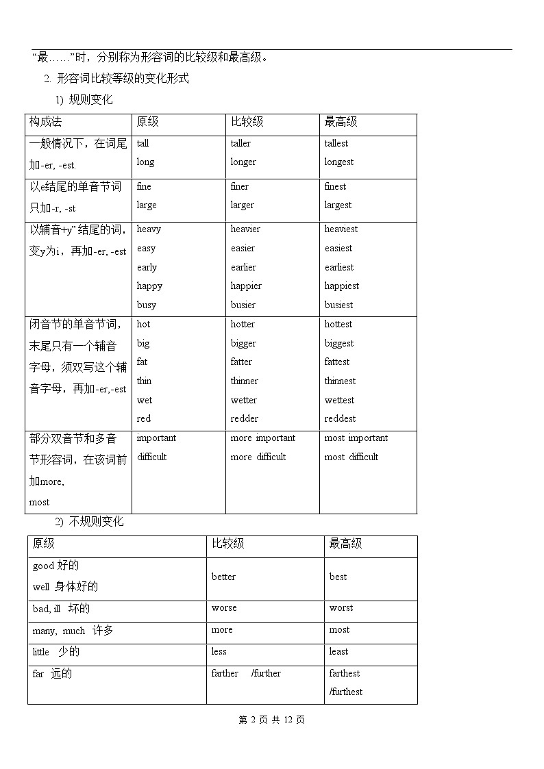 中考英语语法专题讲解——形容词02