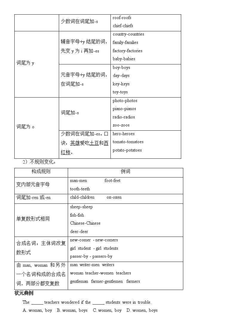 中考英语语法专题讲解——名词02