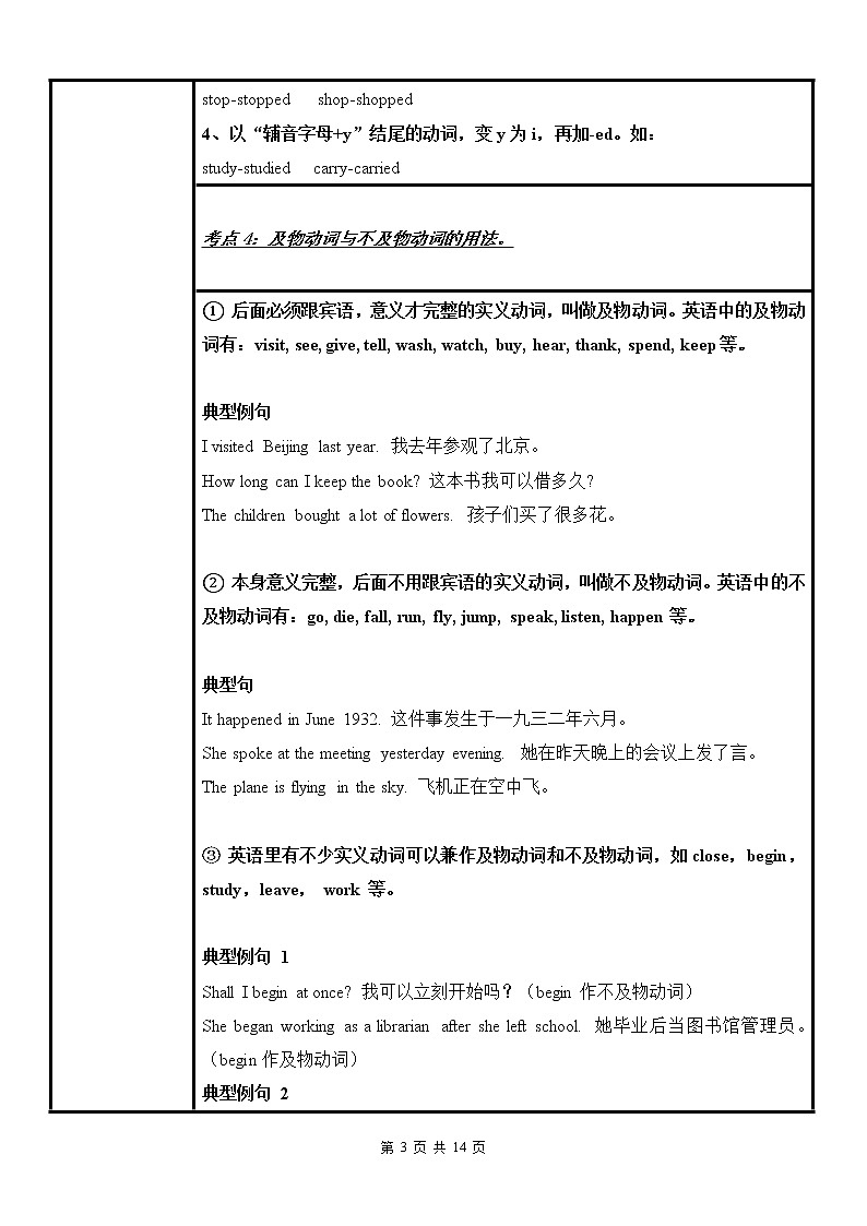 中考英语语法考点纵览 4——动词 教案03