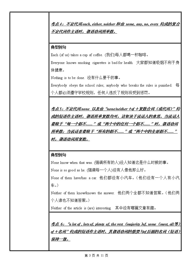 中考英语语法考点纵览 13——主谓一致 教案03